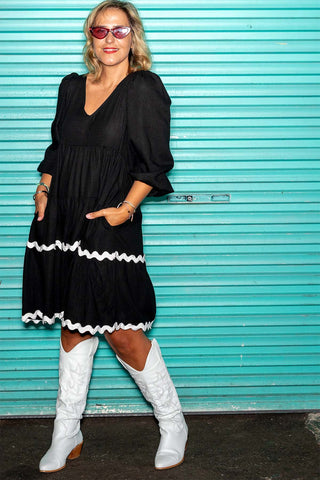 Arabella Dress - Black & White