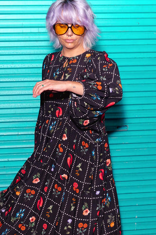 Classic Boho Dress - Kitchen Garden Black