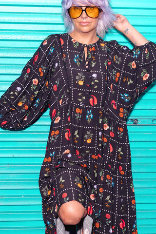 Classic Boho Dress - Kitchen Garden Black