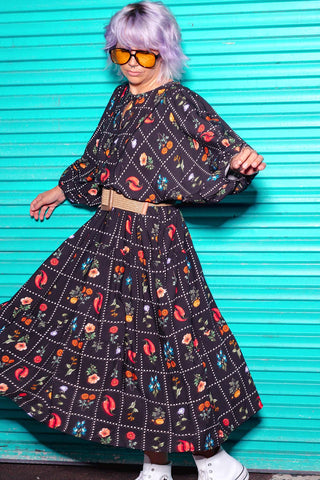 Classic Boho Dress - Kitchen Garden Black