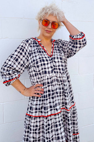 Keira Dress - Wavy Gingham