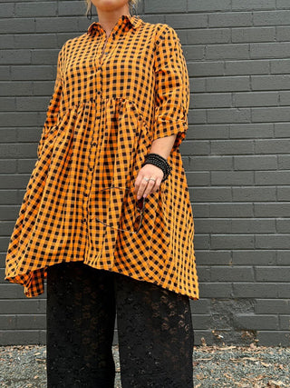Arc Dress - Neon Check Orange