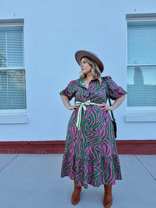 Abbie Dress - Neon Carnation