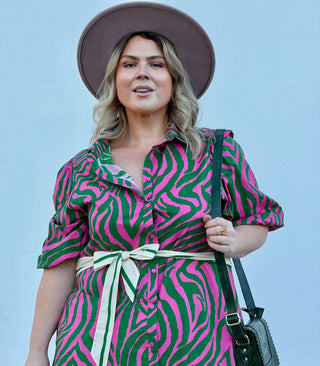 Abbie Dress - Neon Carnation