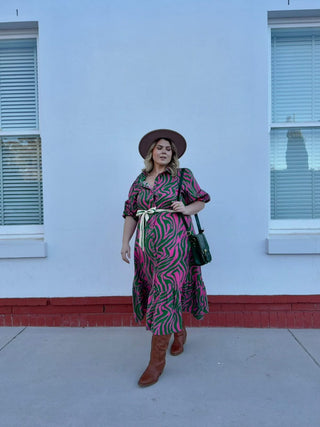 Abbie Dress - Neon Carnation
