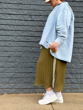 Ava Pleated Skirt - Khaki