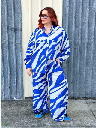 Zebra Lounge Pants - Blue