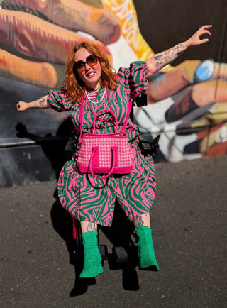Abbie Dress - Pink & Green Zebra