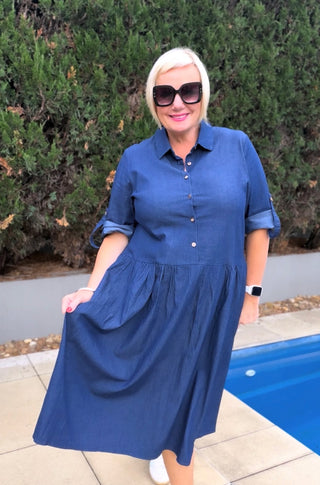 Audrey Denim Dress - Dark Wash