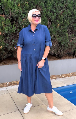 Audrey Denim Dress - Dark Wash