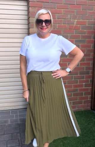Ava Pleated Skirt - Khaki