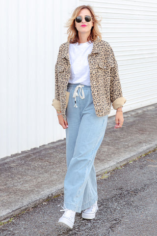 Street Denim Jacket - Leopard