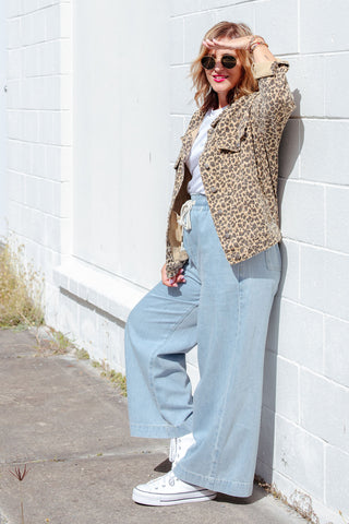 Street Denim Jacket - Leopard