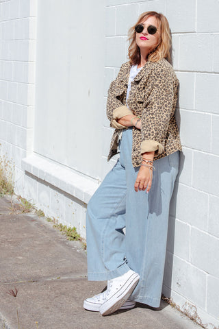 Street Denim Jacket - Leopard