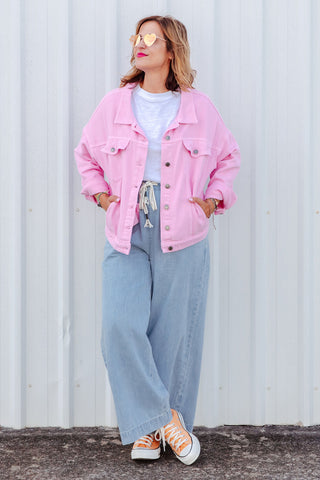 Street Denim Jacket - Pink