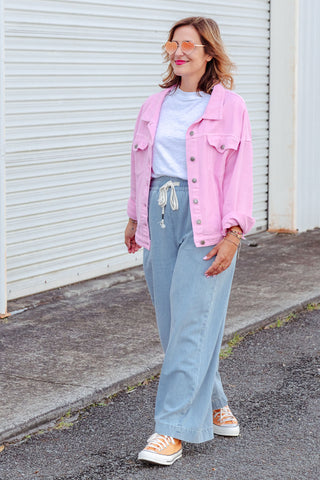 Street Denim Jacket - Pink