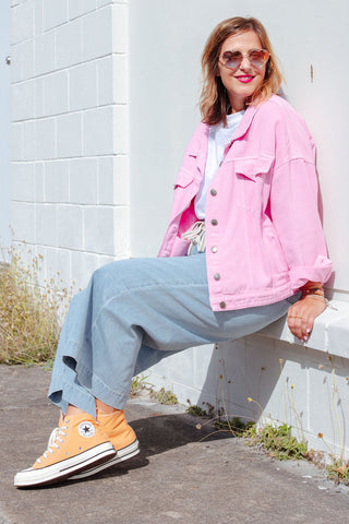 Street Denim Jacket - Pink