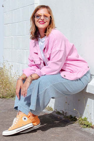 Street Denim Jacket - Pink