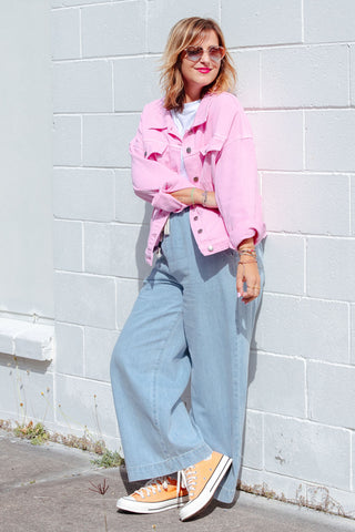 Street Denim Jacket - Pink