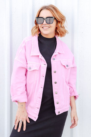 Street Denim Jacket - Pink