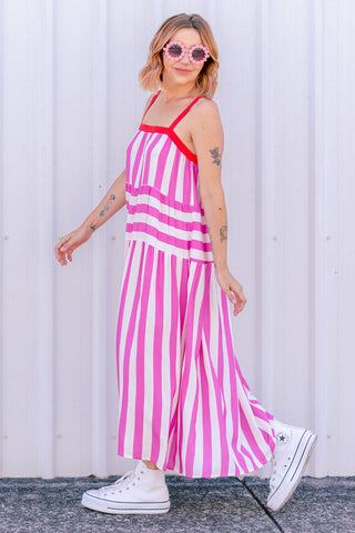 Freida Dress - Pink Stripe