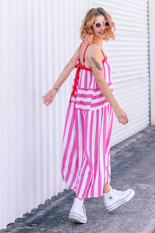 Freida Dress - Pink Stripe
