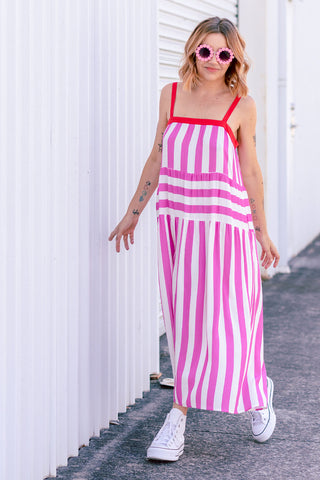 Freida Dress - Pink Stripe