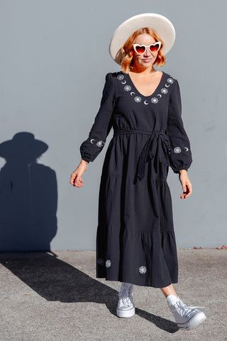 Luna Midi Dress - Navy