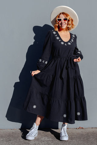 Luna Midi Dress - Navy