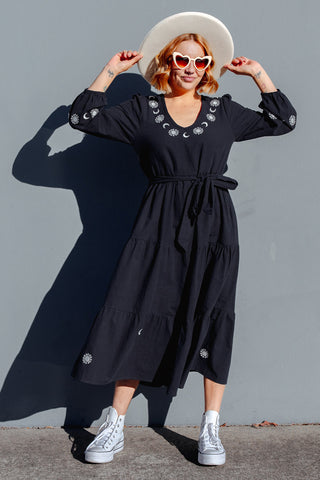 Luna Midi Dress - Navy