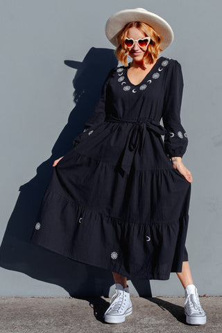 Luna Midi Dress - Navy