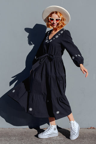 Luna Midi Dress - Navy