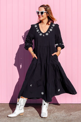 Luna Midi Dress - Navy