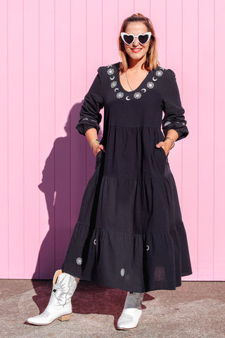 Luna Midi Dress - Navy