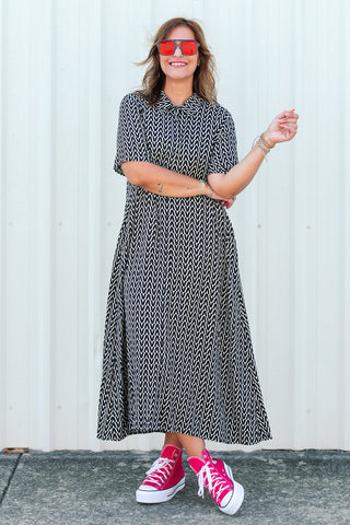 Monaco Shirt Dress - Black