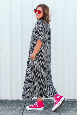 Monaco Shirt Dress - Black