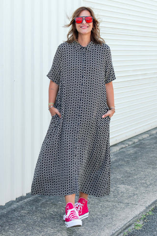 Monaco Shirt Dress - Black