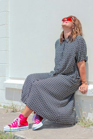 Monaco Shirt Dress - Black