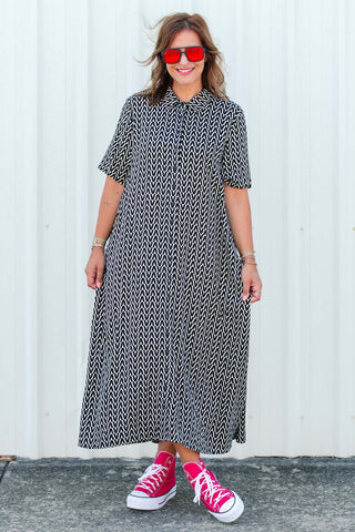 Monaco Shirt Dress - Black