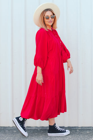Scarlet Red Boho Dress