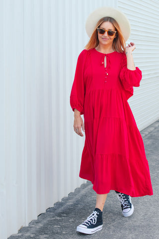 Scarlet Red Boho Dress