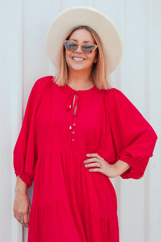 Scarlet Red Boho Dress