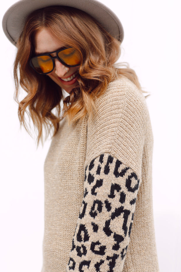 Leopard Knit Dress - Fawn