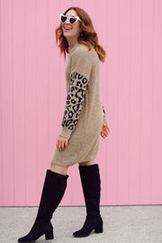 Leopard Knit Dress - Fawn