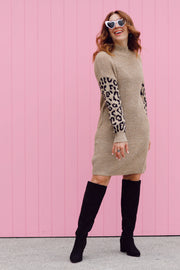 Leopard Knit Dress - Fawn