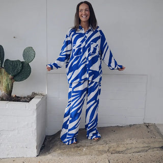 Zebra Lounge Pants - Blue