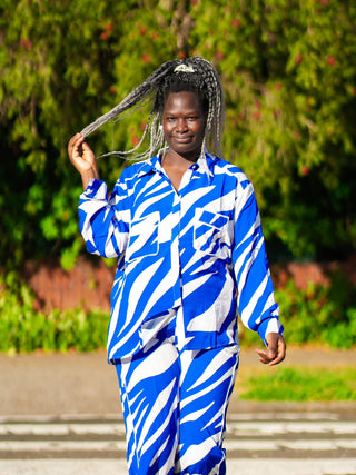 Zebra Lounge Pants - Blue