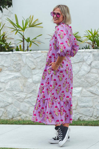 Abbie Dress - Neon Carnation