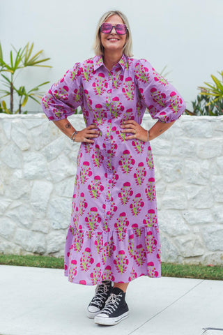Abbie Dress - Neon Carnation