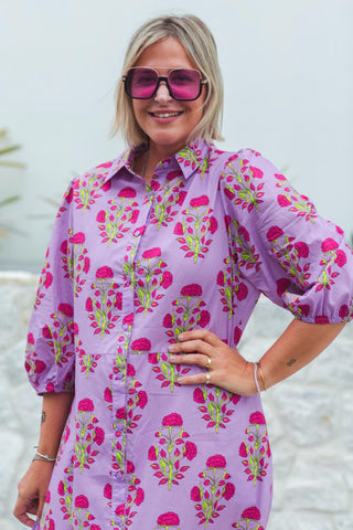 Abbie Dress - Neon Carnation